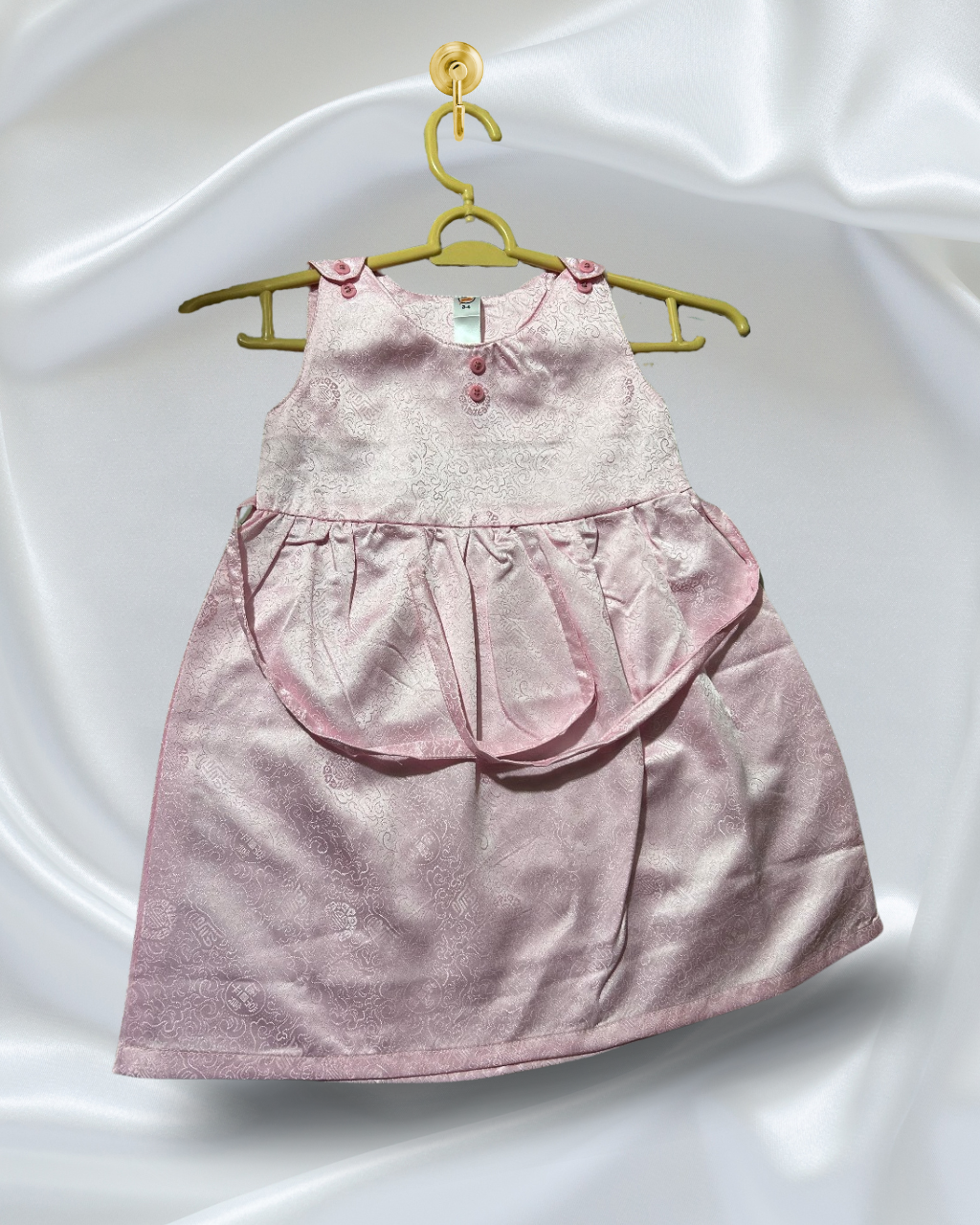 Girls' Silk Designed Pink Frock