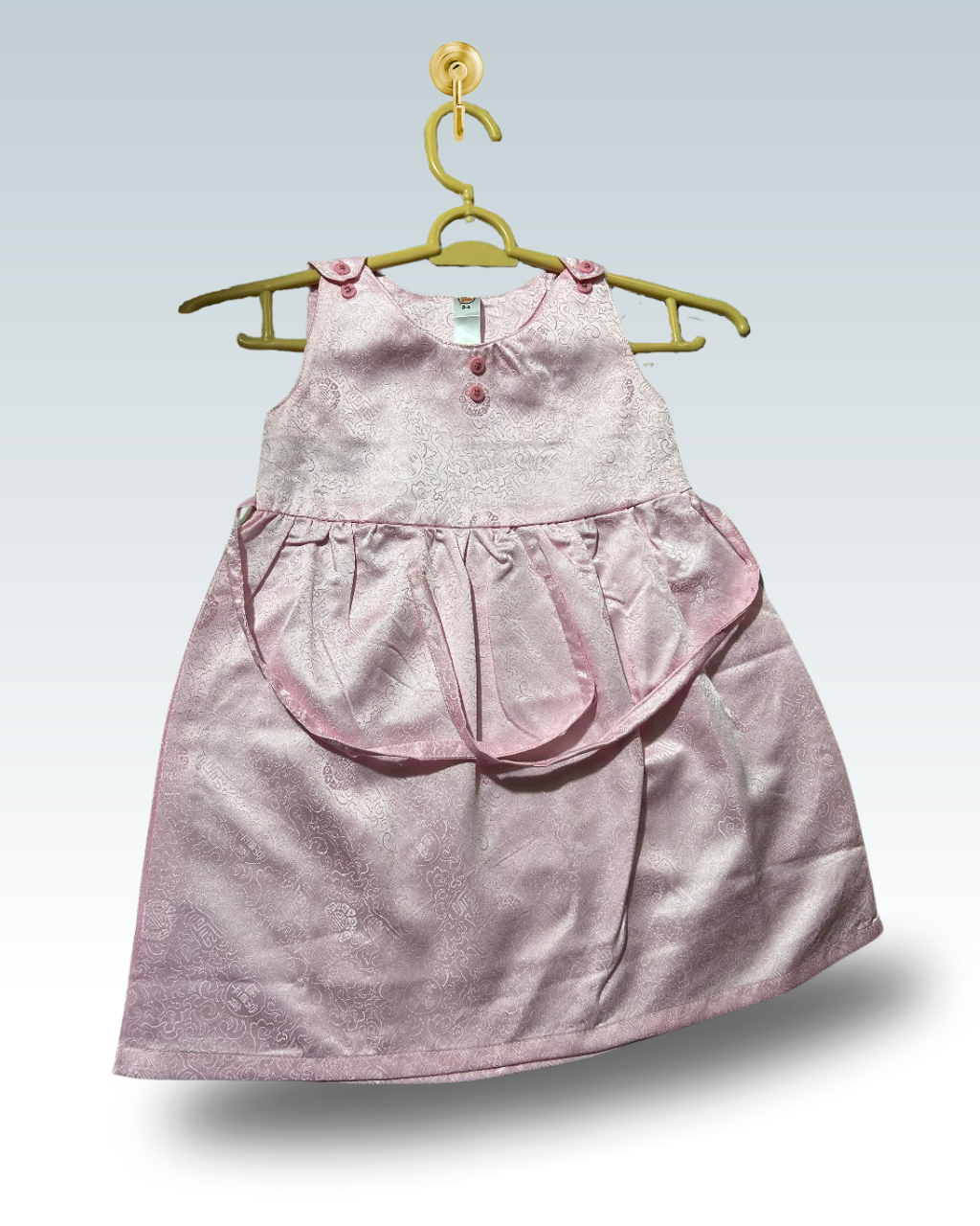 Girls' Silk Designed Pink Frock