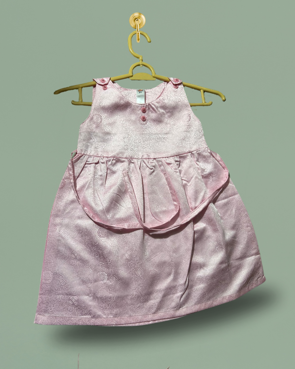 Girls' Silk Designed Pink Frock