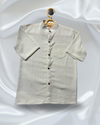 Boys' Jacquard Cotton Off-White Shirt