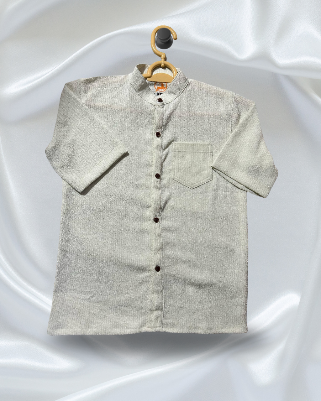 Boys' Jacquard Cotton Off-White Shirt