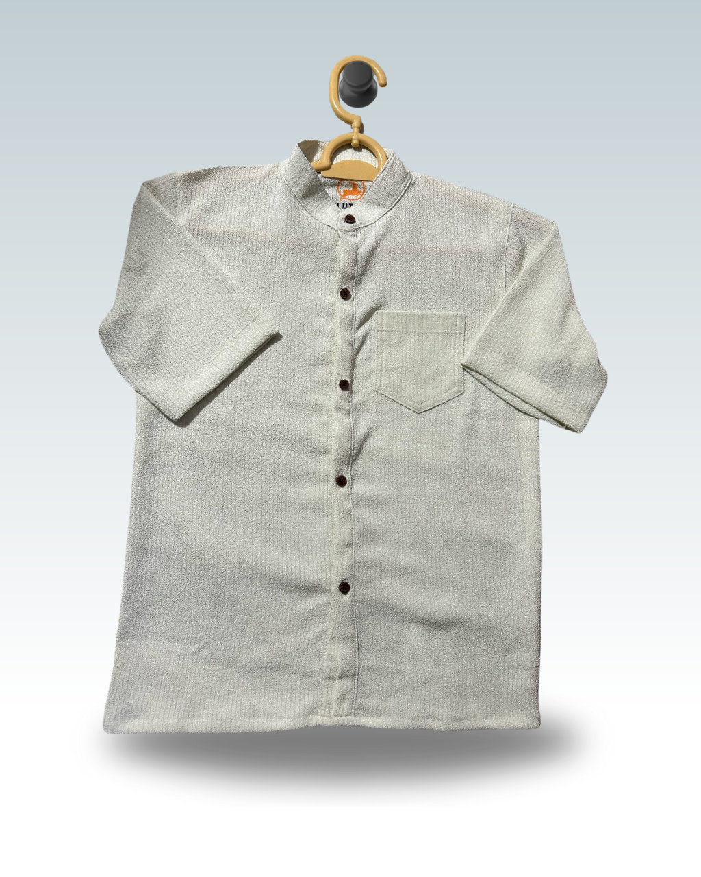 Boys' Jacquard Cotton Off-White Shirt