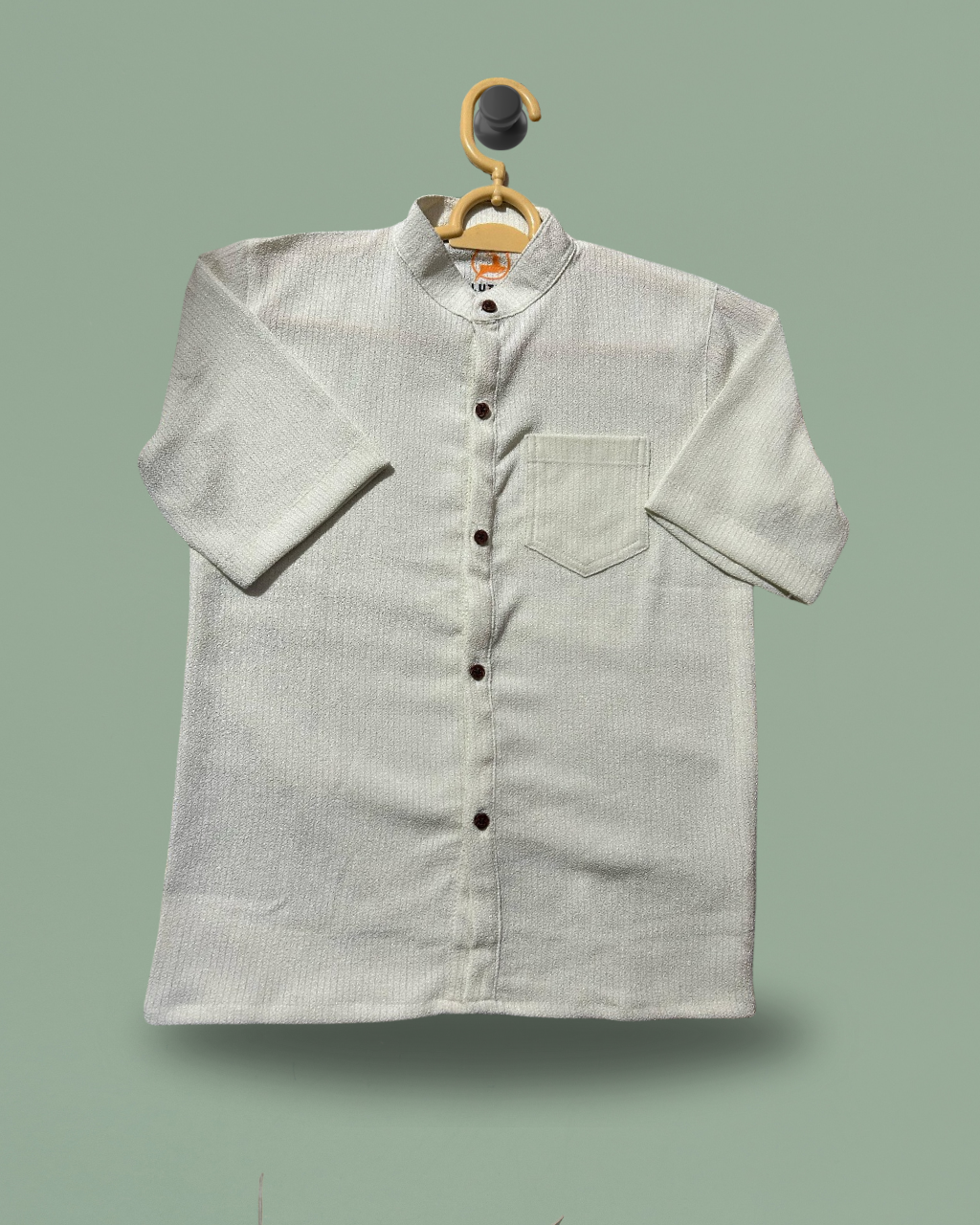 Boys' Jacquard Cotton Off-White Shirt