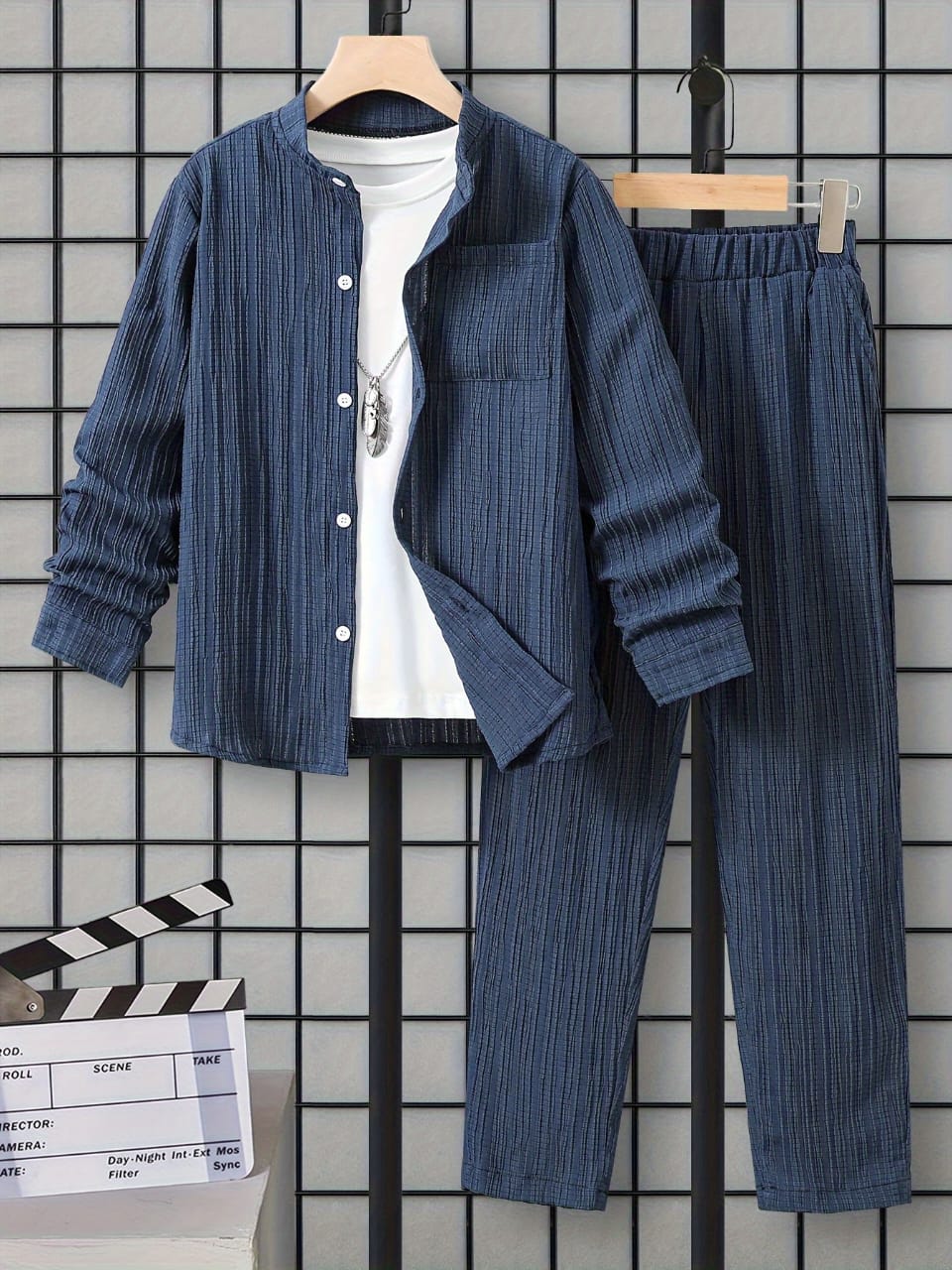 Boys' Navy Blue Shirt and Pant Set